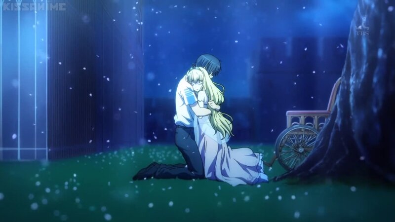 Couple Embracing in Snow — Blue
