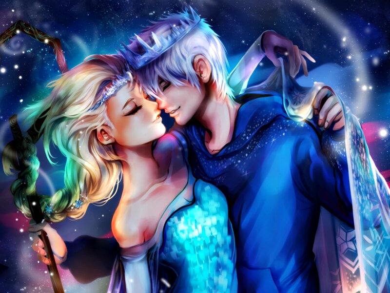 Couple Embracing in Space — Blue, Romantic