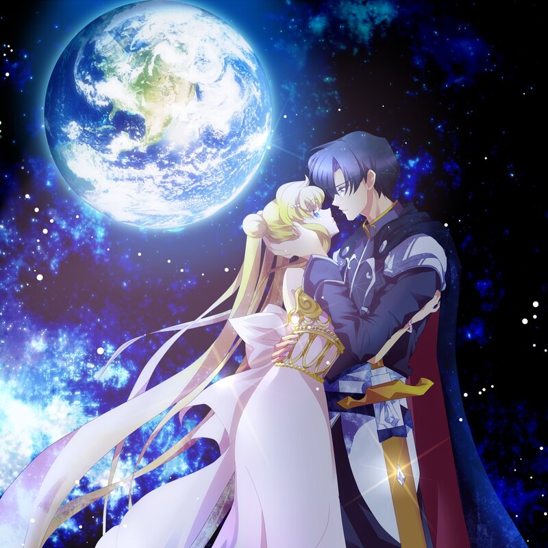 Couple Embracing in Space — Blue