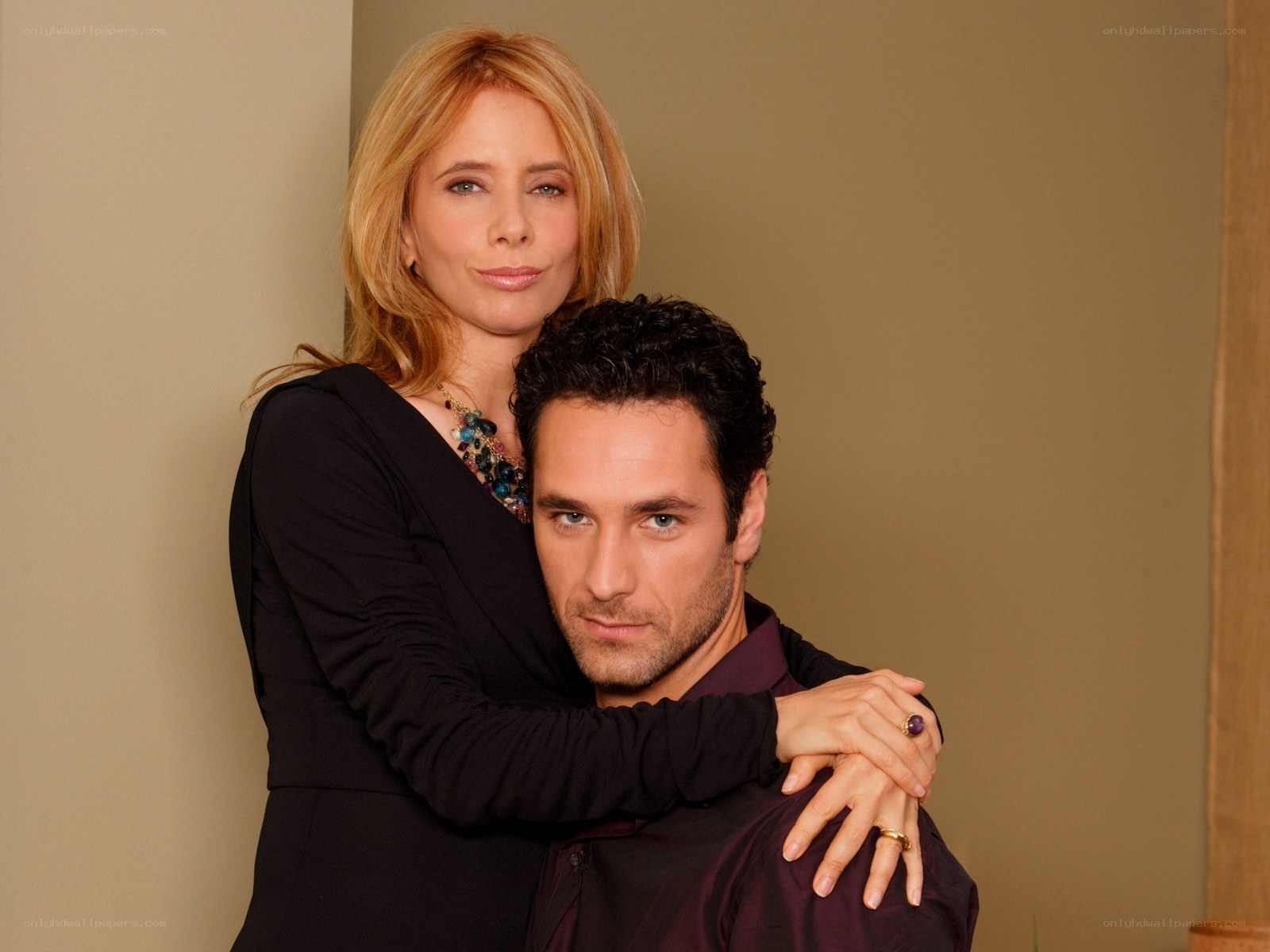couple embracing in studio