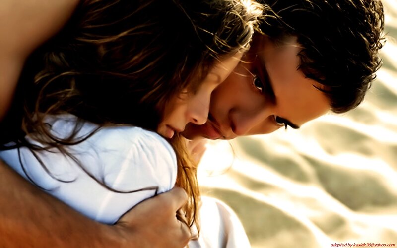 couple embracing on beach