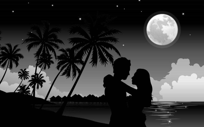 Couple Embracing on Beach — Black