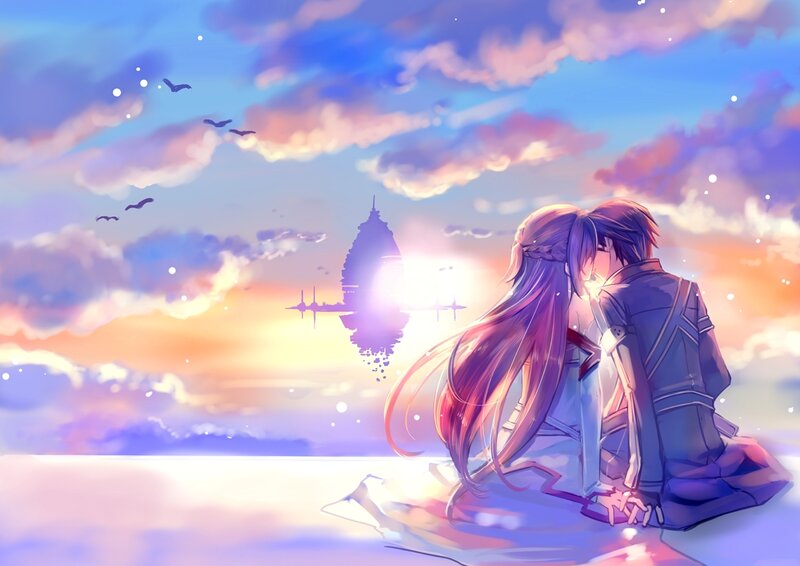 Couple Embracing on Beach — Purple, Serene