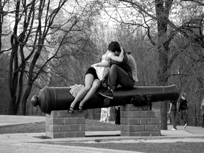 Couple Embracing on Cannon