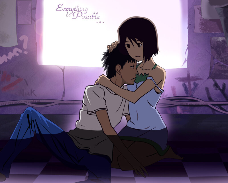 Couple Embracing on Floor — Purple