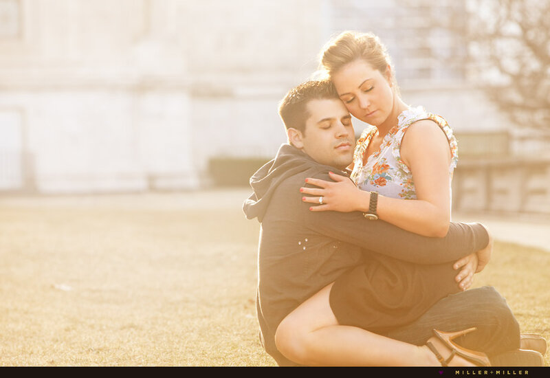 Couple Embracing on Grass — Golden