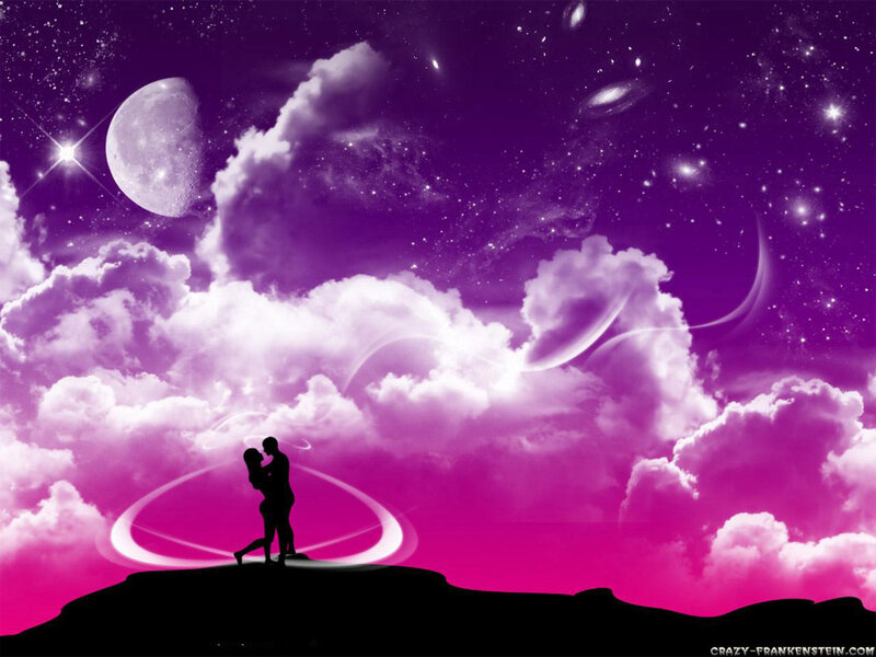 Couple Embracing on Hill — Purple