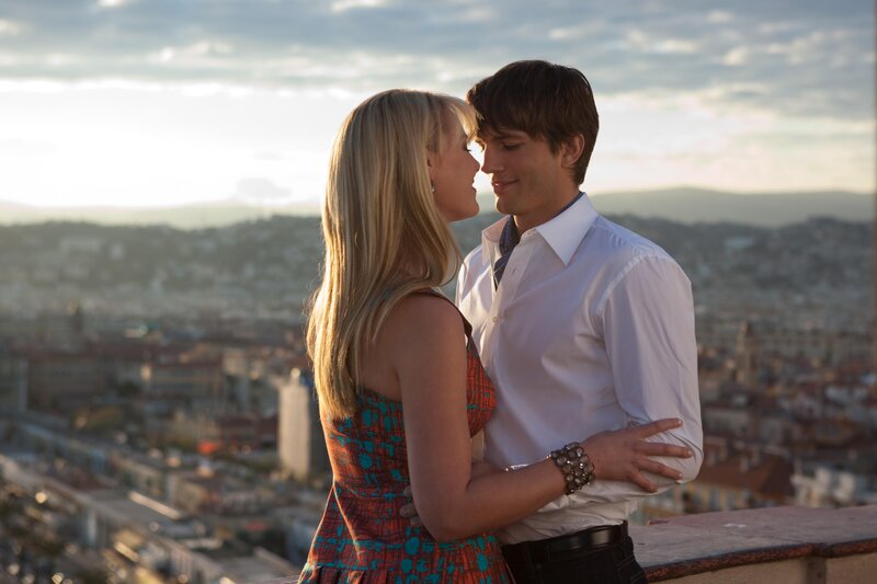 couple embracing on rooftop