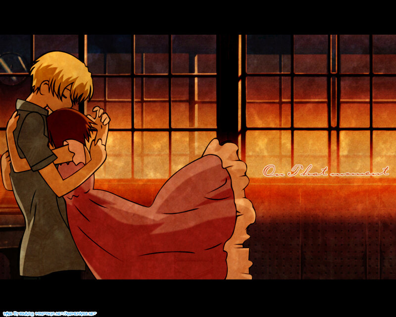Couple Embracing — Orange, Dramatic