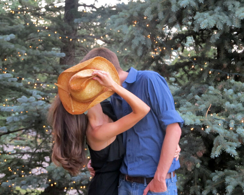 Couple Embracing Outdoors — Blue