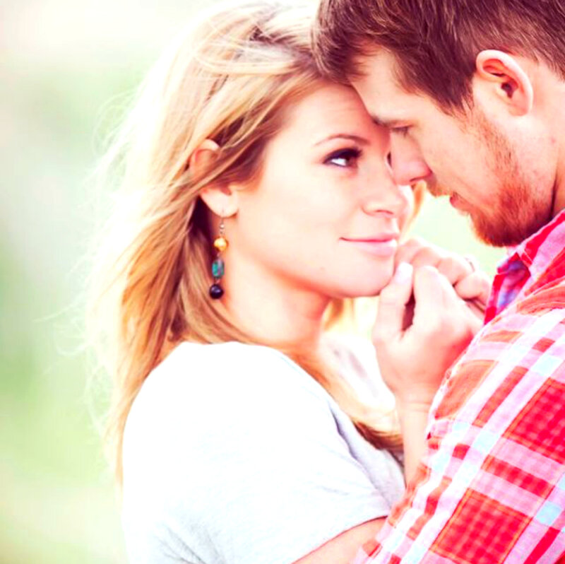 Couple Embracing Outdoors — Red
