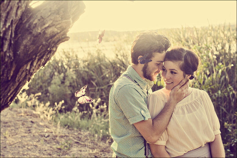 Couple Embracing Outdoors — Yellow