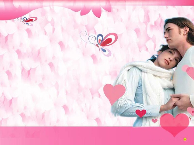 Couple Embracing — Pink, Romantic, Illustration, Hearts