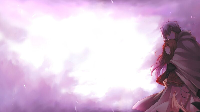Couple Embracing — Purple, Dramatic, Anime