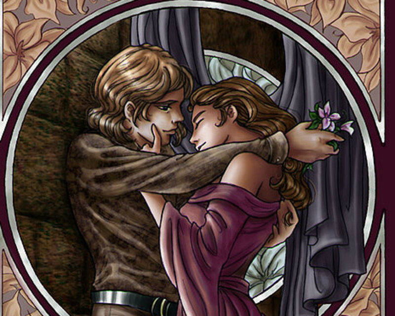 Couple Embracing — Purple, Intimate