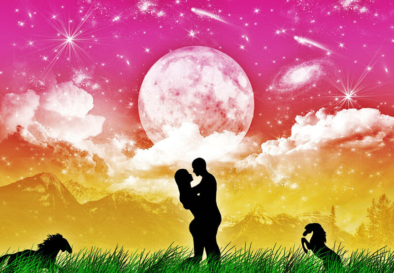 Couple Embracing Silhouette — Pink