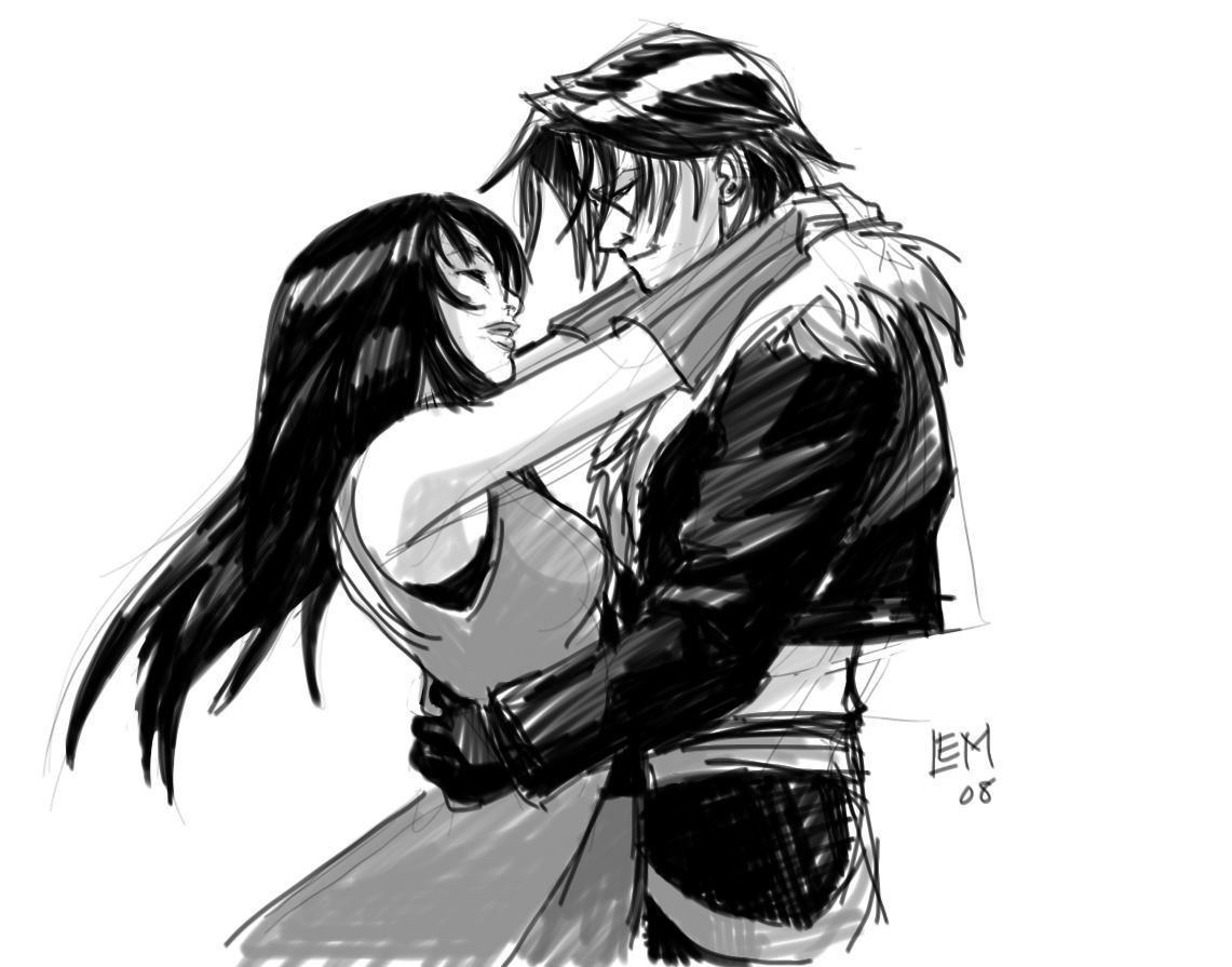 couple embracing sketch