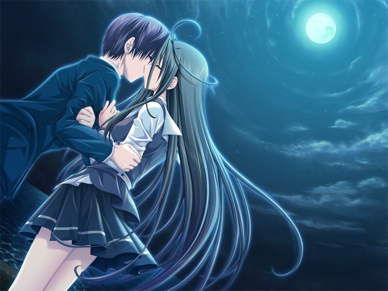 couple embracing under moonlight