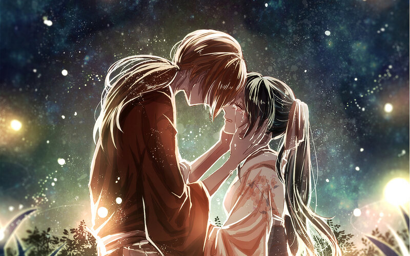 Couple Embracing under Stars — Blue