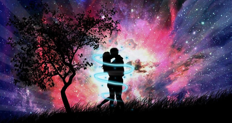 Couple Embracing under Stars — Purple