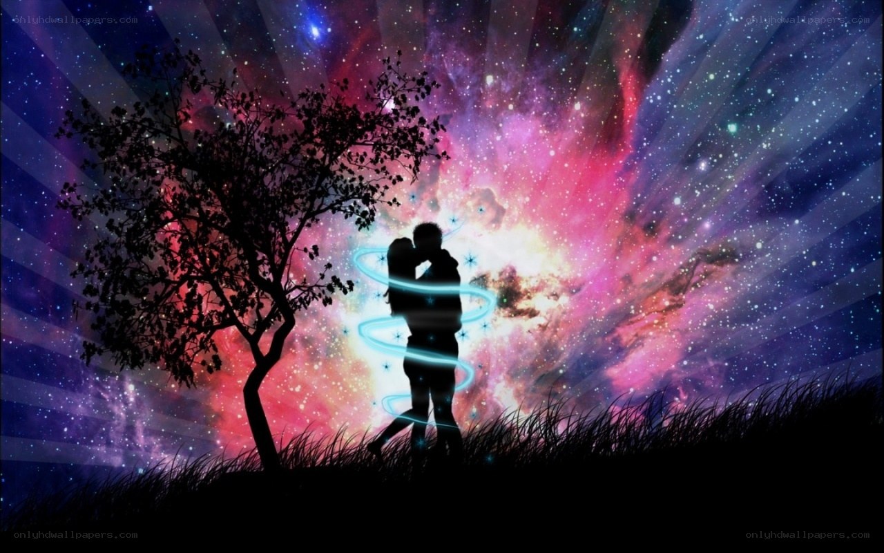 couple embracing under stars