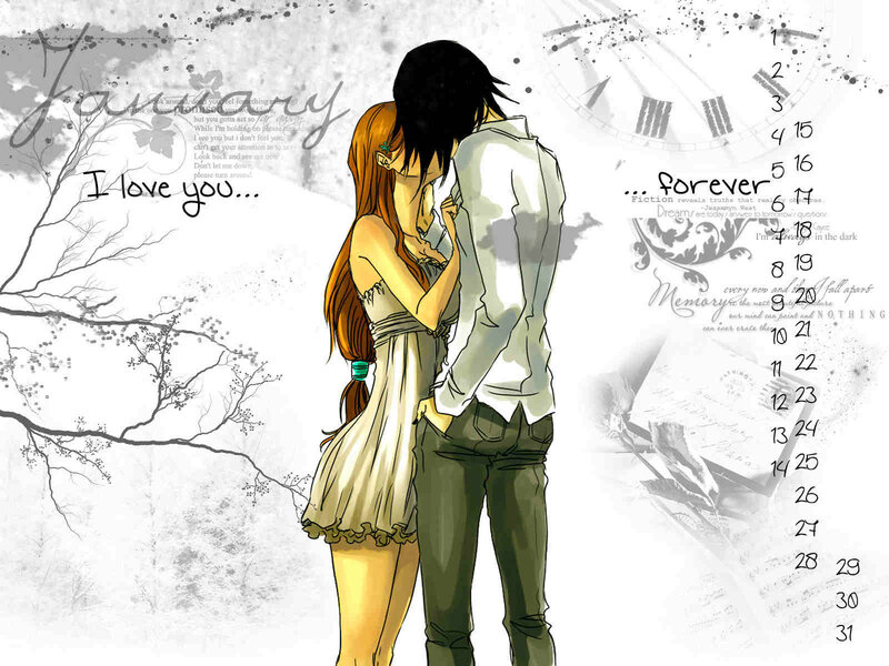 Couple Embracing — White, Romantic, Anime