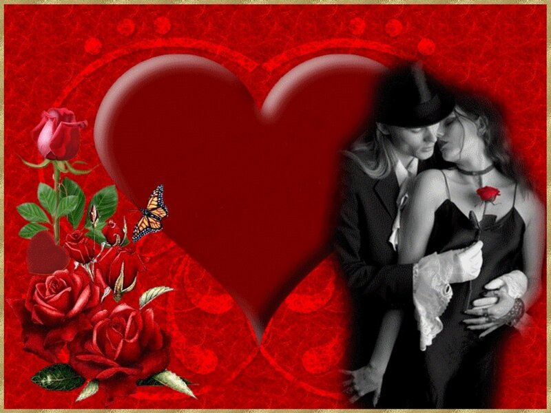Couple Embracing with Roses