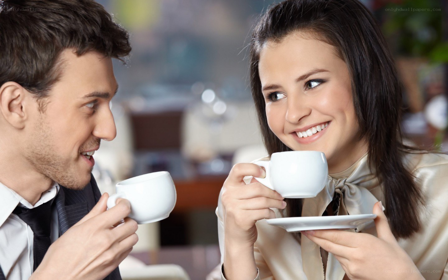 Couple enjoying coffee together