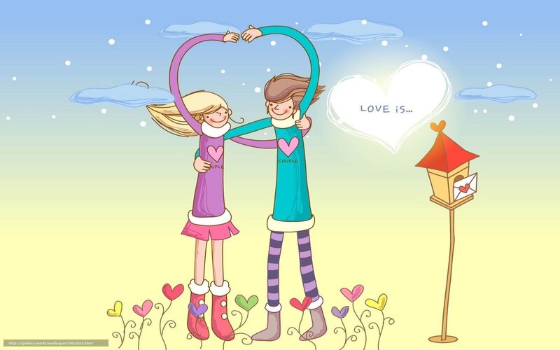 Couple Forming Heart Shape — Blue, Cheerful
