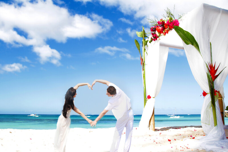 Couple Forming Heart Shape — Blue, Serene