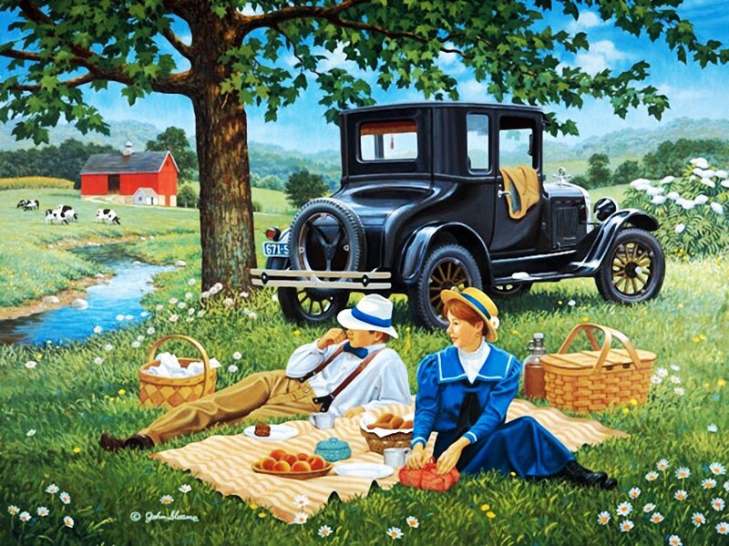 Couple Having Picnic — Green, Peaceful