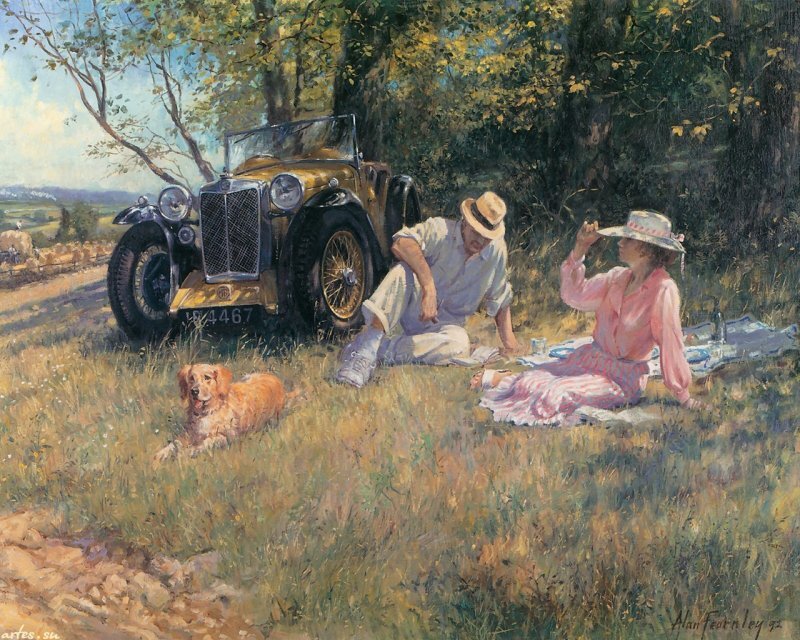 Couple Having Picnic — Green, Serene