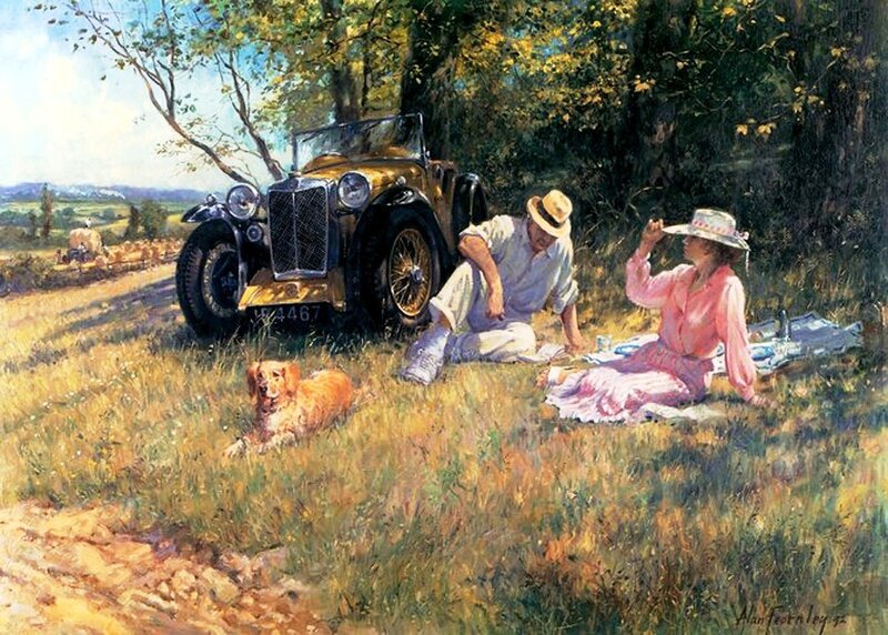 Couple Having Picnic — Green