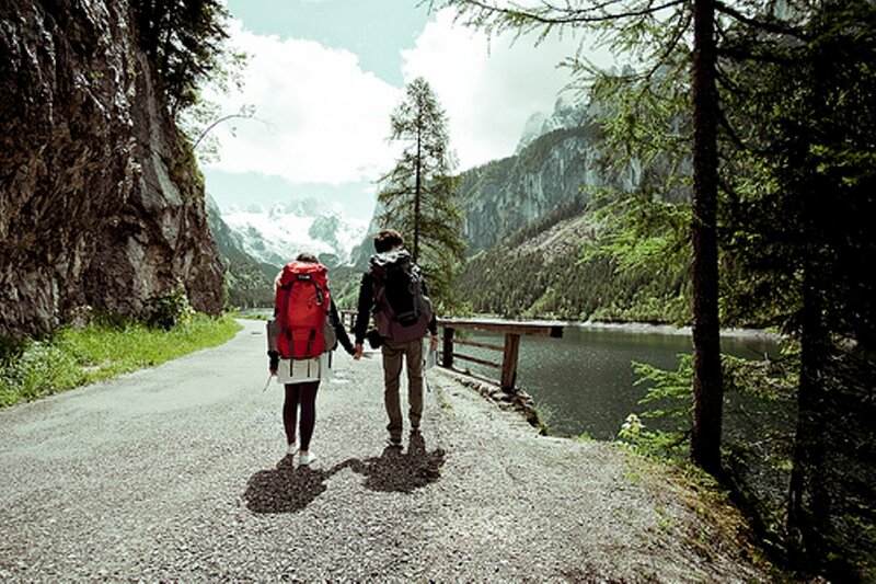 Couple Hiking on Path