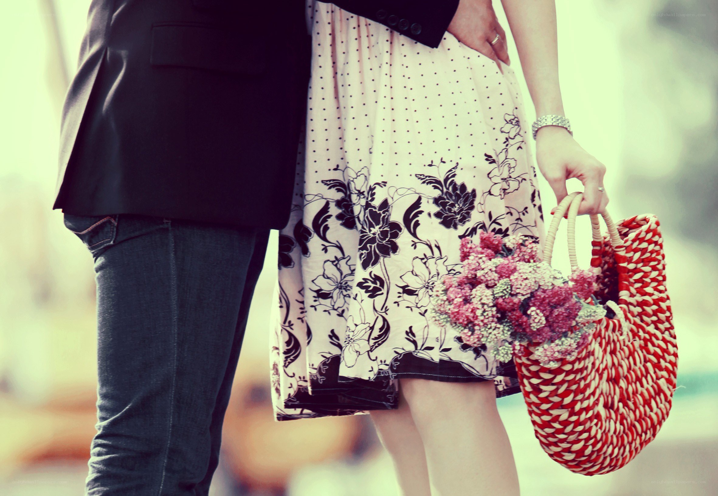 couple holding flowers