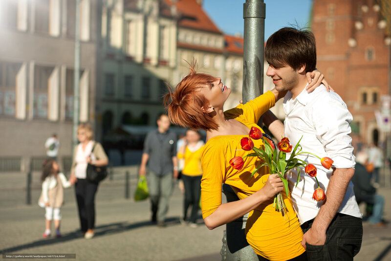 Couple Holding Flowers — Yellow, Romantic, Afternoon