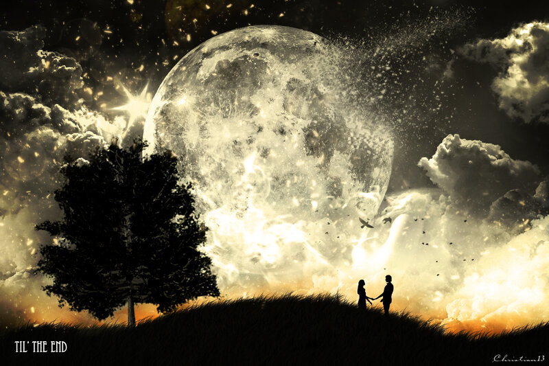Couple Holding Hands — Black, Dramatic, Night