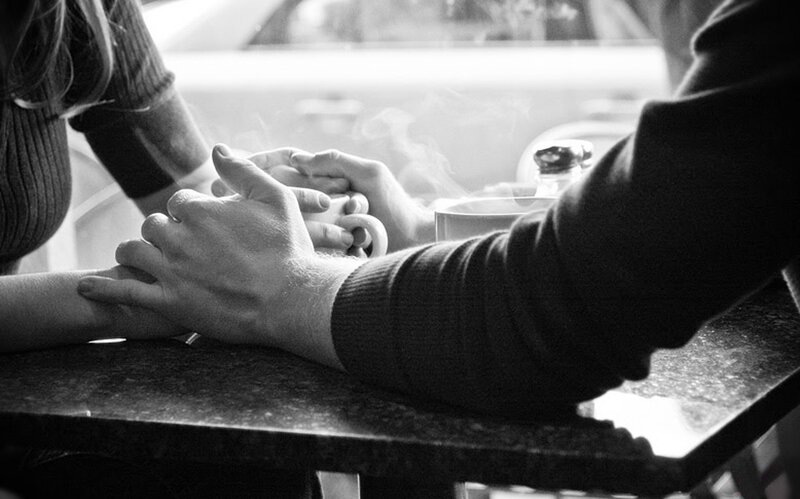 Couple Holding Hands — Black, Intimate, Photograph