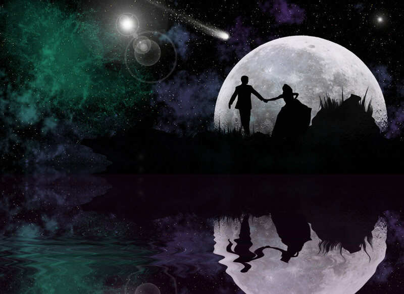 Couple Holding Hands — Black, Romantic, Night