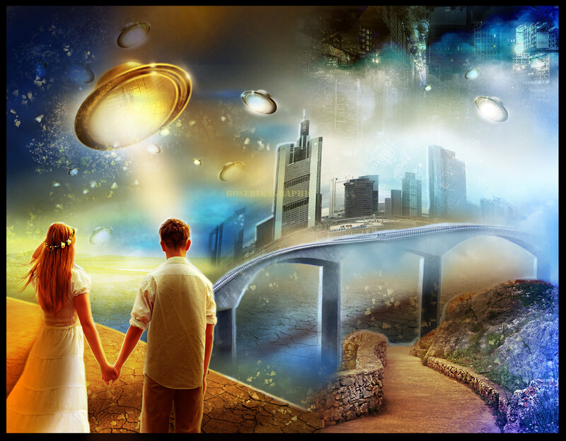 Couple Holding Hands — Blue, Dreamy