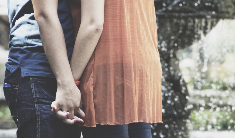 Couple Holding Hands — Blue, Intimate