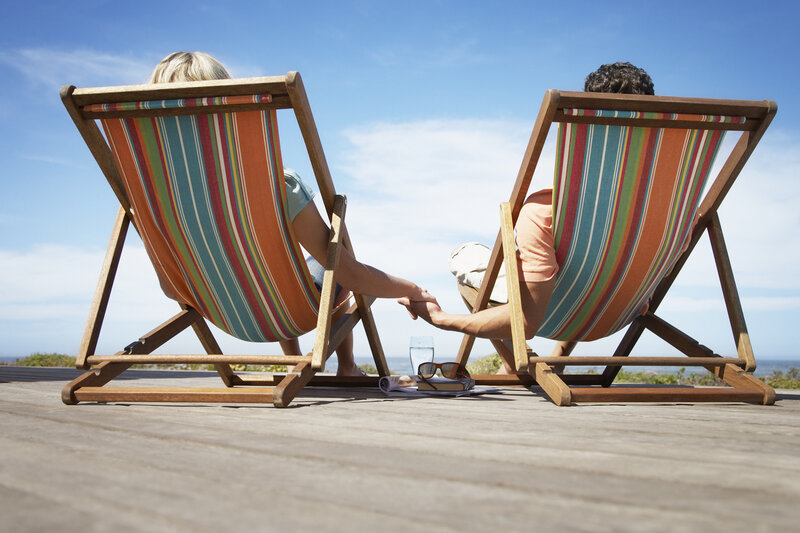 Couple Holding Hands — Blue, Relaxed, Afternoon