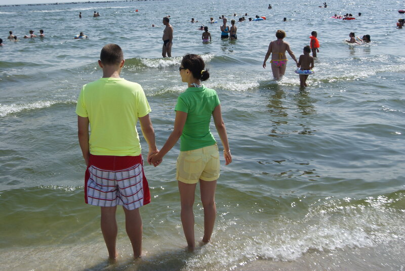 Couple Holding Hands — Blue, Relaxed