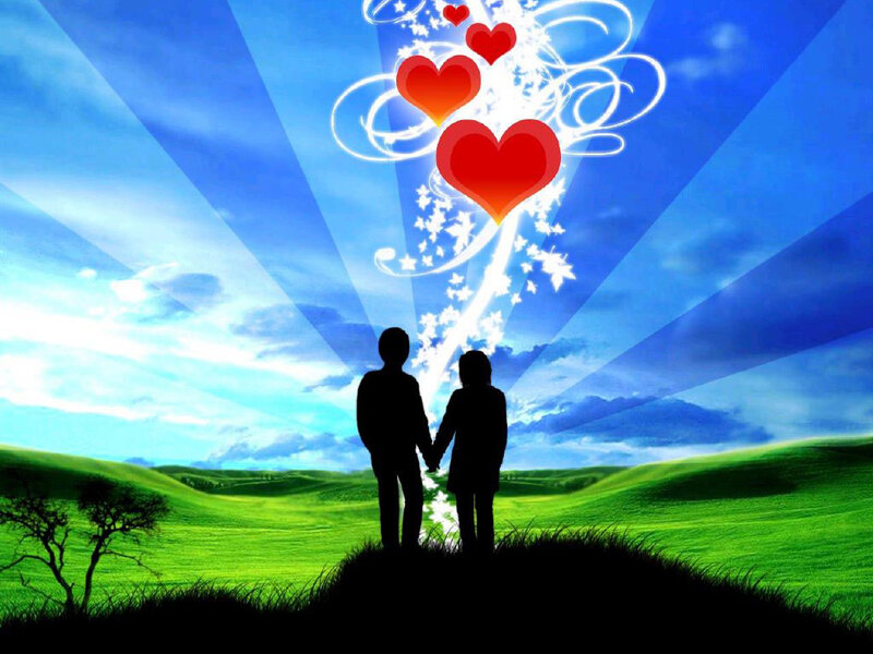 Couple Holding Hands — Blue, Romantic