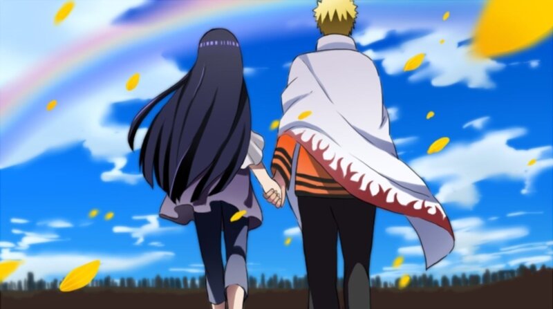 Couple Holding Hands — Blue, Serene, Afternoon, Anime, Rainbow