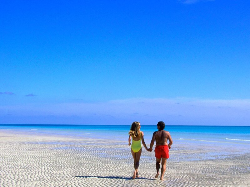 Couple Holding Hands — Blue, Serene, Afternoon
