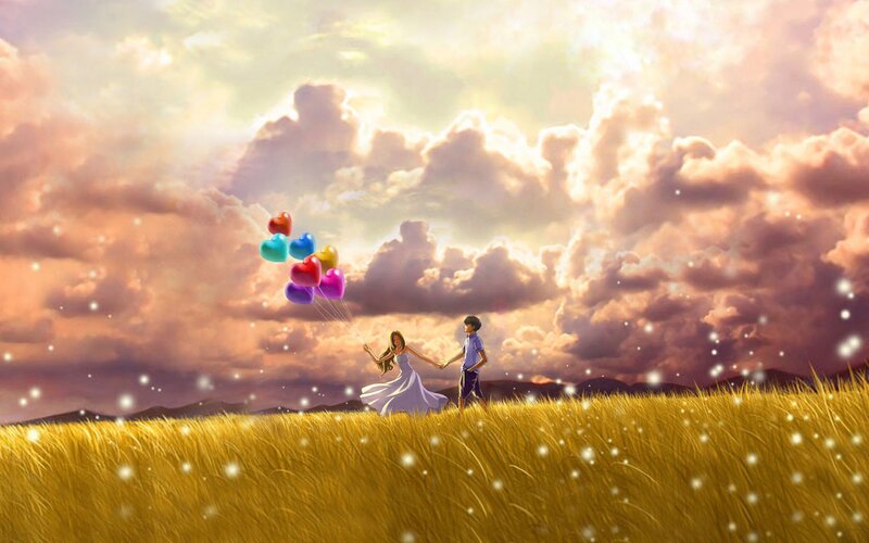 Couple Holding Hands — Gold, Serene