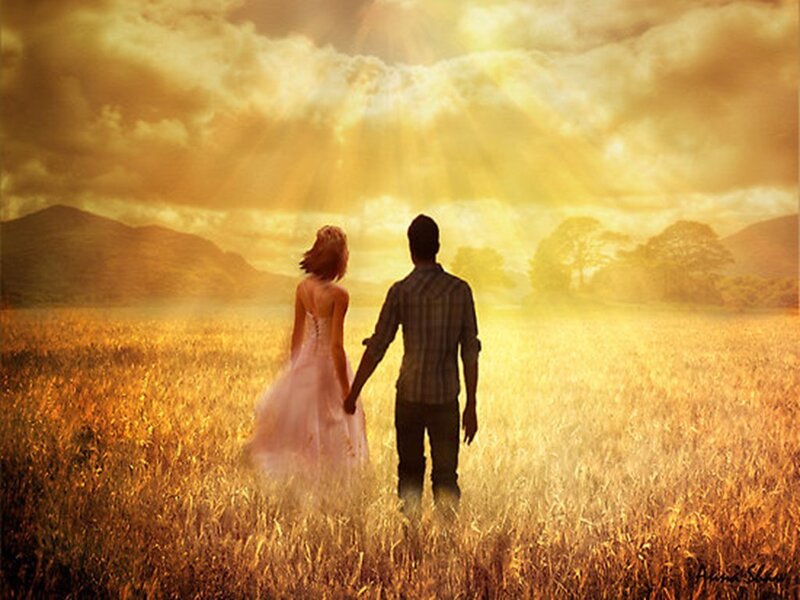 Couple Holding Hands — Gold
