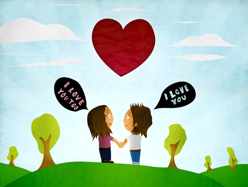 Couple Holding Hands — Green, Romantic