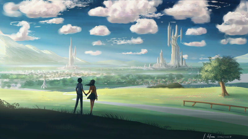 Couple Holding Hands — Green, Serene